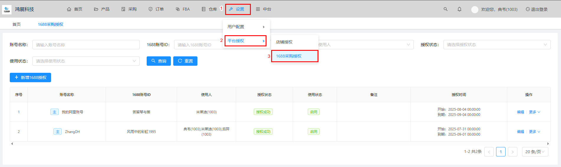 授权路径及列表